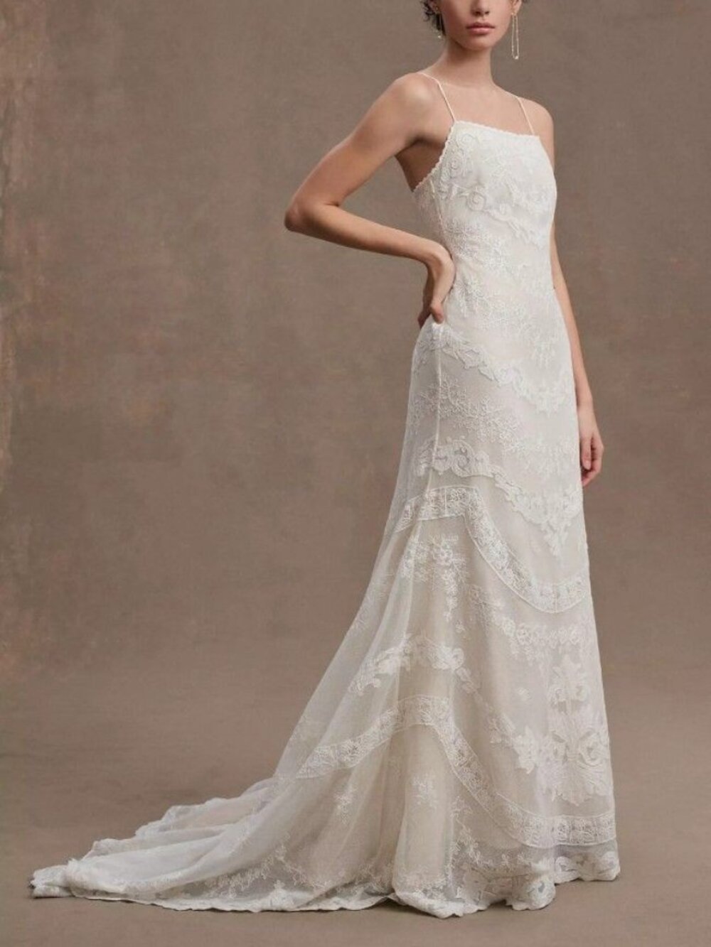 BHLDN by Anthropologie Gaspard, Ivory, Straight, Cotton Applilique Lace, 16